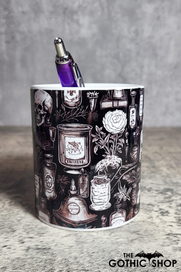Witch's Apothecary Potions Black Gothic Print Pen Pot