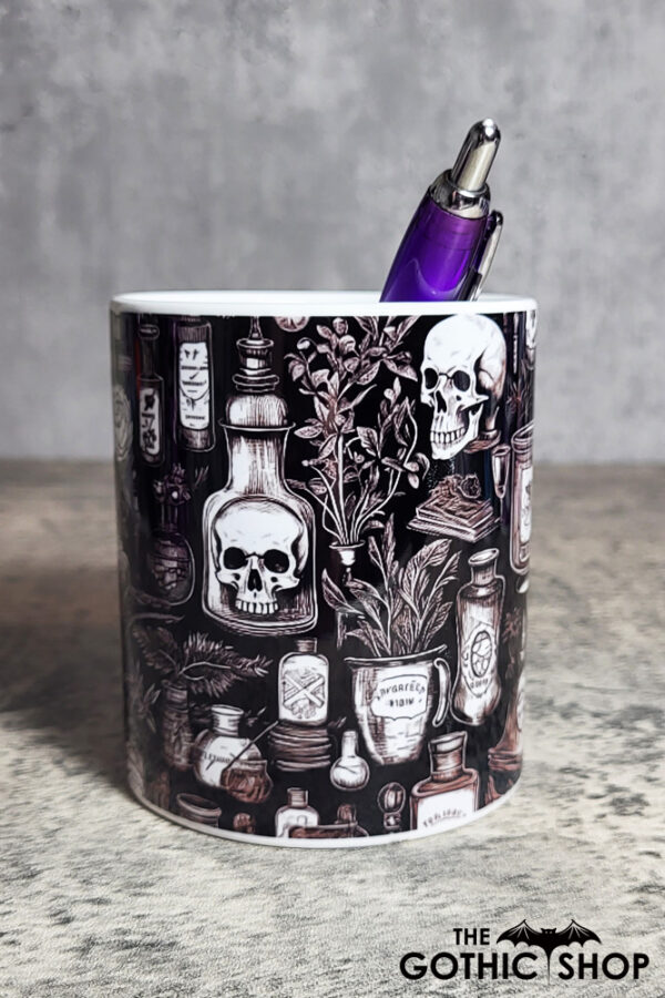 Witch's Apothecary Potions Black Gothic Print Pen Pot