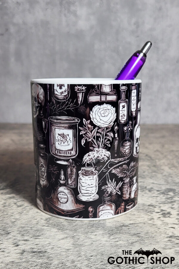 Witch's Apothecary Potions Black Gothic Print Pen Pot