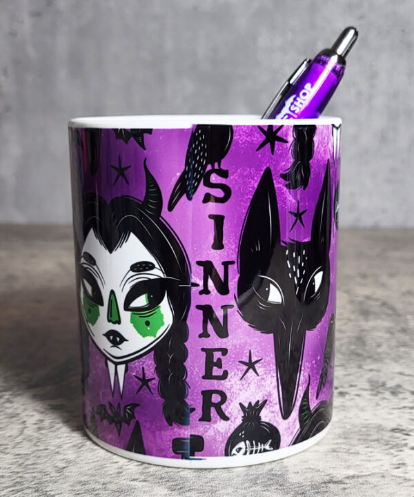Sinnersday Werewolf Purple Gothic Print Pen Pot