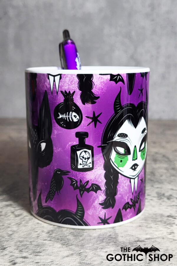 Sinnersday Werewolf Purple Gothic Print Pen Pot