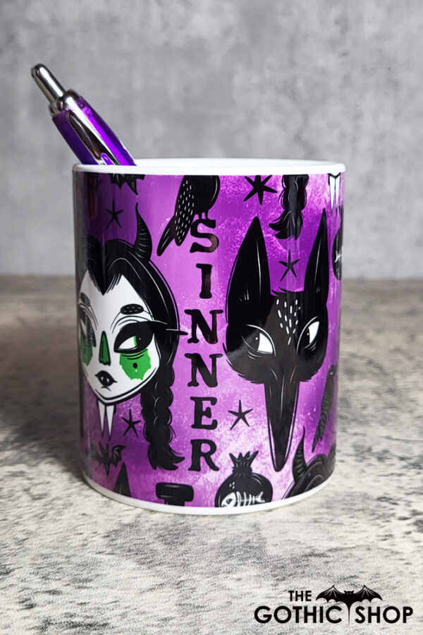 Sinnersday Werewolf Purple Gothic Print Pen Pot