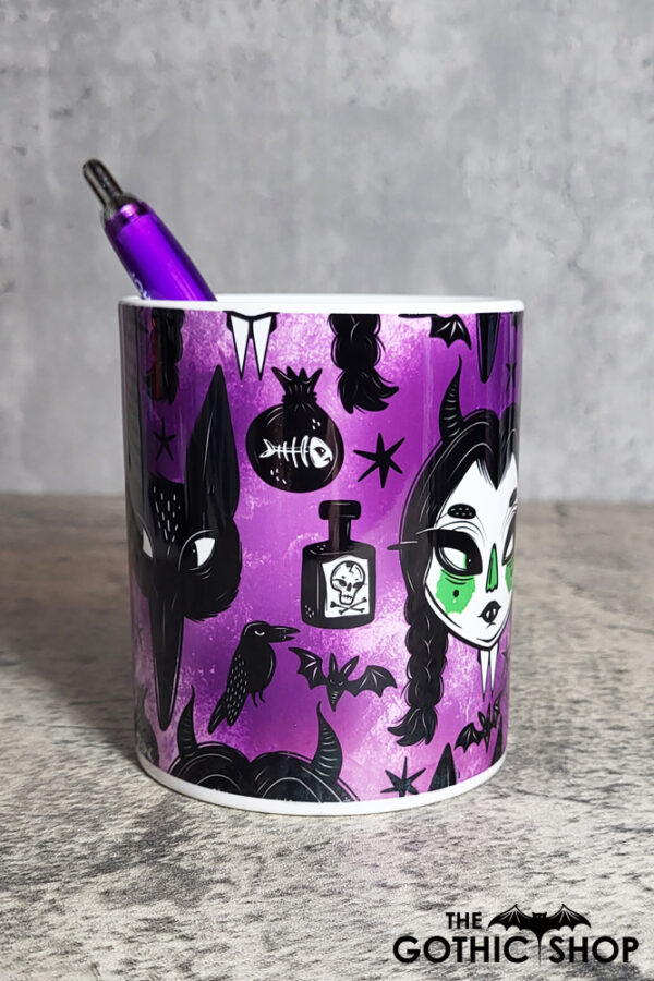 Sinnersday Werewolf Purple Gothic Print Pen Pot