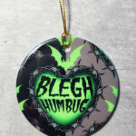 Blegh Humbug Green Heart Round Gothic Hanging Ceramic Decoration