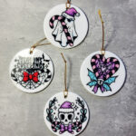 Gothic Christmas Round Gothic Hanging Ceramic Decoration