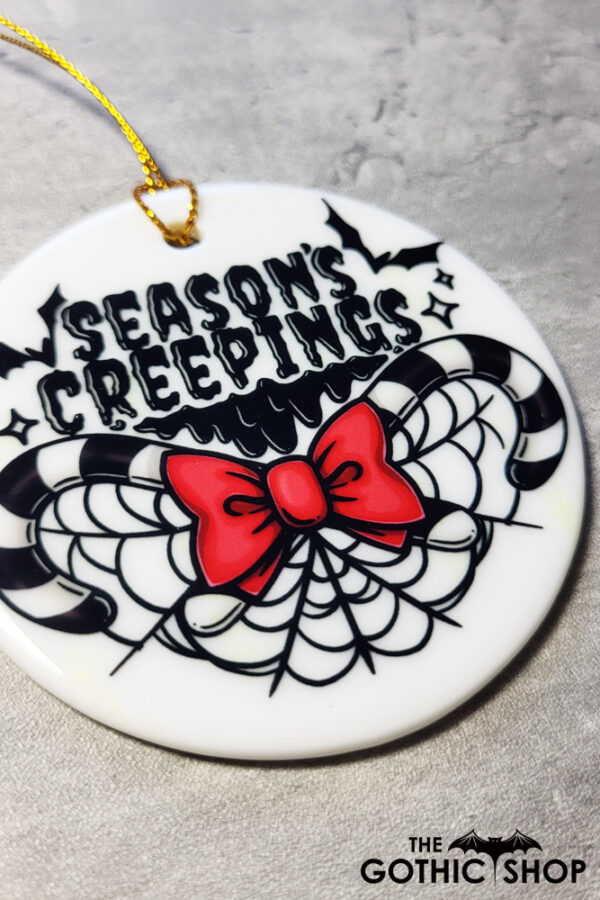 Season's Creepings Round Gothic Hanging Ceramic Decoration