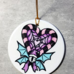 Santa Ghost Candy Cane Round Gothic Hanging Ceramic Decoration