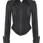 Dark in Love Ivanna Longsleeve Black Ruffle Gothic Blouse