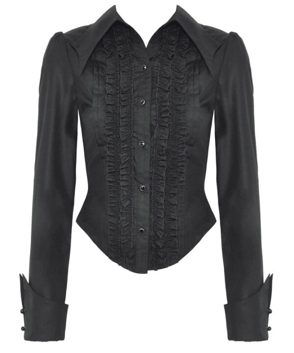 Dark in Love Ivanna Longsleeve Black Ruffle Gothic Blouse
