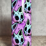 Neon Skele Cats Skull Purple Gothic Skinny Tumbler