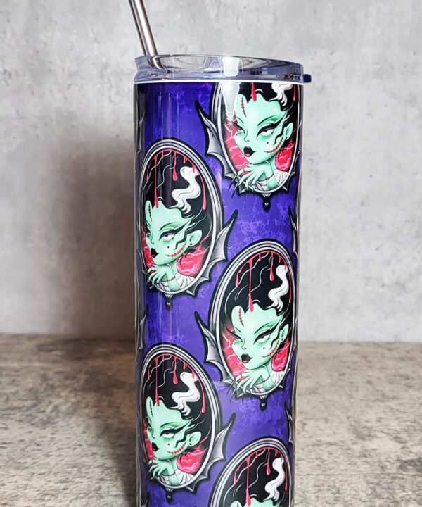 Frank's Bride Cameo Deep Blue-Purple Gothic Skinny Tumbler