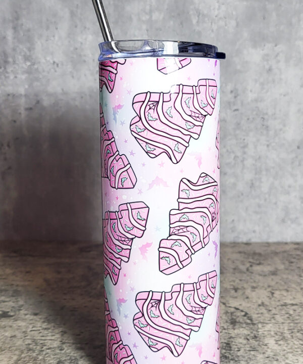 Batty Pastel Pink GothMas Christmas Tree Cakes Gothic Skinny Tumbler