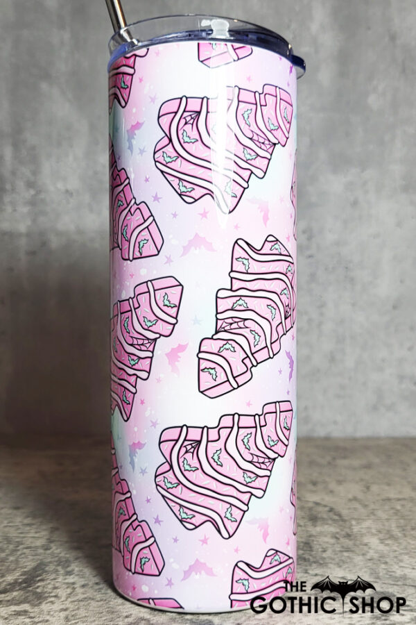Batty Pastel Pink GothMas Christmas Tree Cakes Gothic Skinny Tumbler