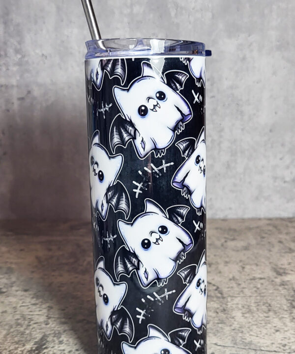 Ghost Bats Grey Gothic Skinny Tumbler