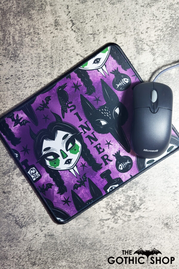 Sinnersday Werewolf Purple Gothic Print Mouse Mat