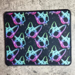 Neon Skele Cats Skull Gothic Print Mouse Mat