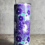 Ghosts Watering Garden Purple Green Gothic Skinny Tumbler