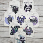 Gothic and halloween print Hot water bottles with plush covers.