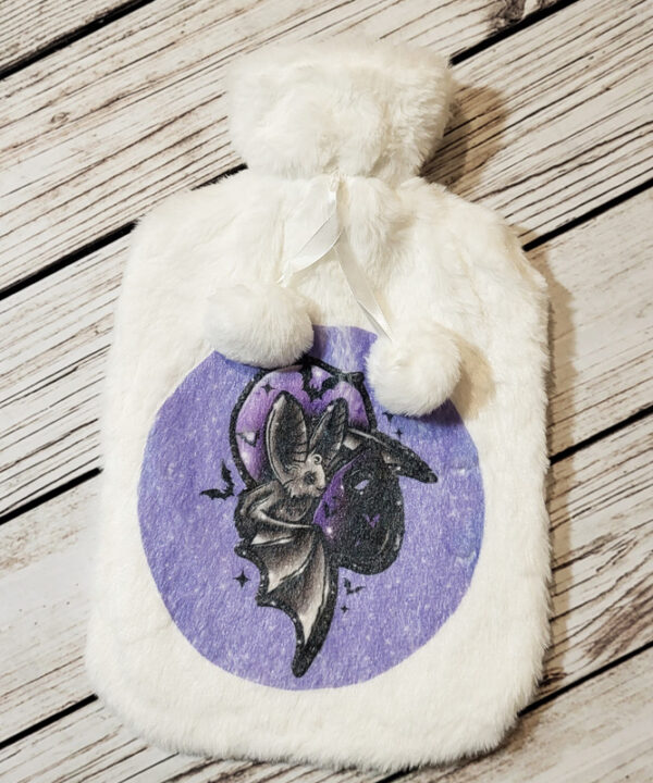Spooky Eve Bat Hot Water Bottle with Plush Cover