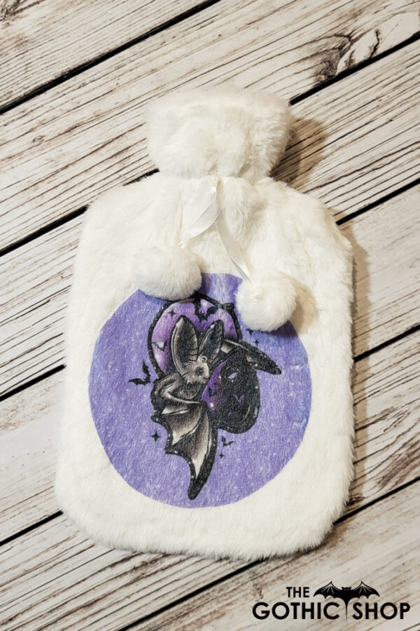 Spooky Eve Bat Hot Water Bottle with Plush Cover