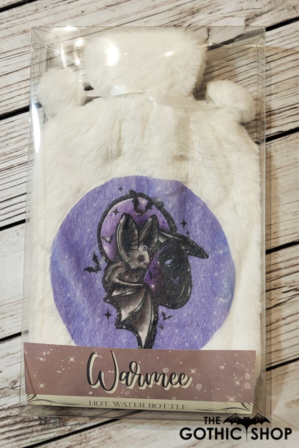 Spooky Eve Bat Hot Water Bottle with Plush Cover