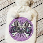 Bat Purple Rose Cobweb Hot Water Bottle with Plush Cover