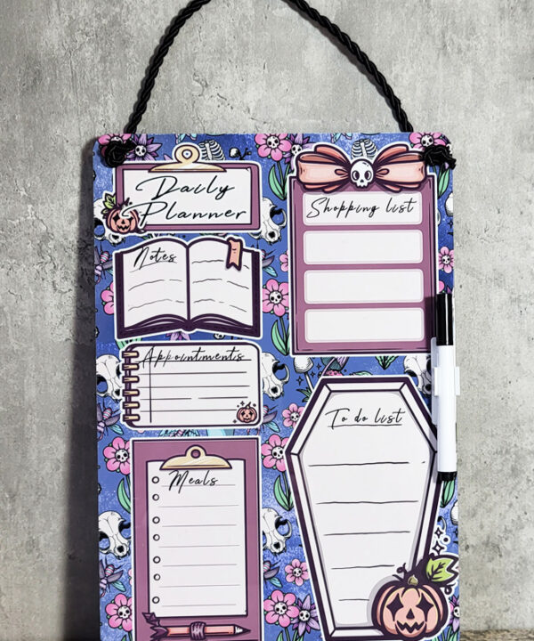 Skull Flowers Gothic Daily Planner Whiteboard Metal Sign
