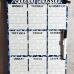 Ghost Potions & Skull Flowers Blue Weekly Planner Whiteboard Metal Sign