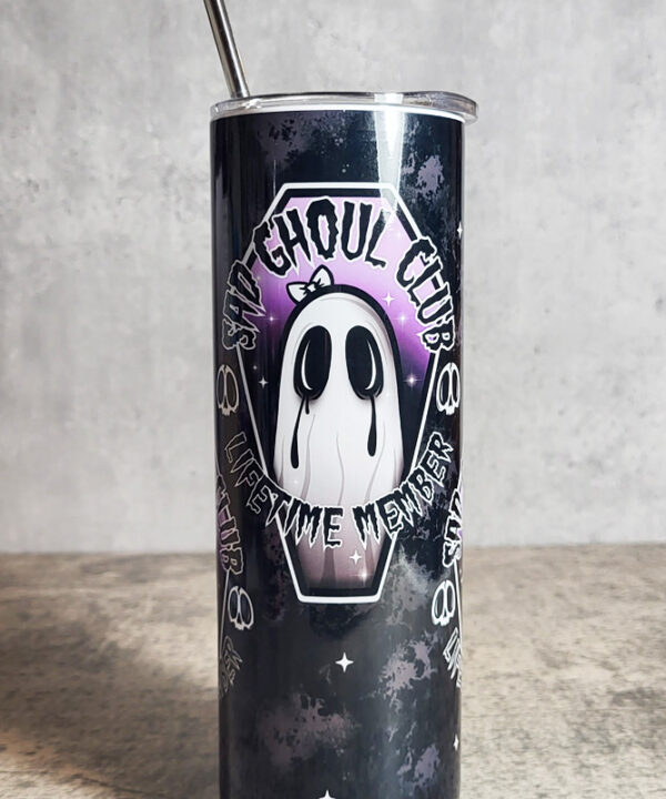Sad Ghoul Club Ghost Gothic Skinny Tumbler