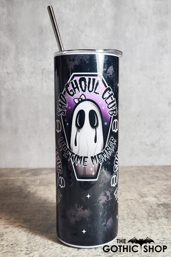 Sad Ghoul Club Ghost Gothic Skinny Tumbler