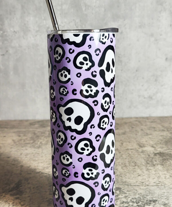 Leopard Skulls Purple Gothic Skinny Tumbler