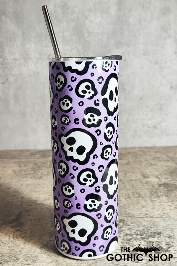 Leopard Skulls Purple Gothic Skinny Tumbler