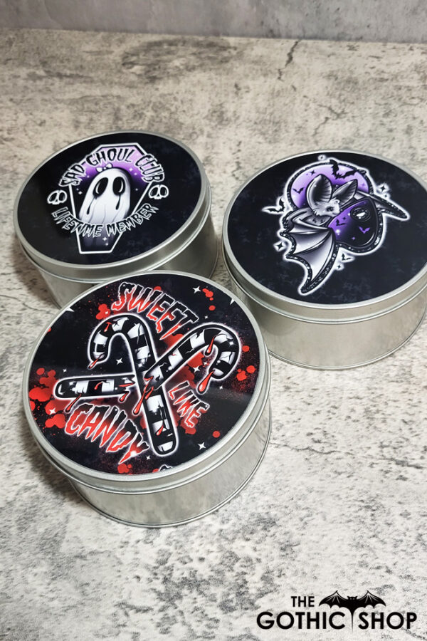 Gothic Print Keepsake Round Tin