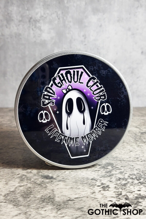 Sad Ghoul Club Lifetime Member Ghost Gothic Print Keepsake Round Tin