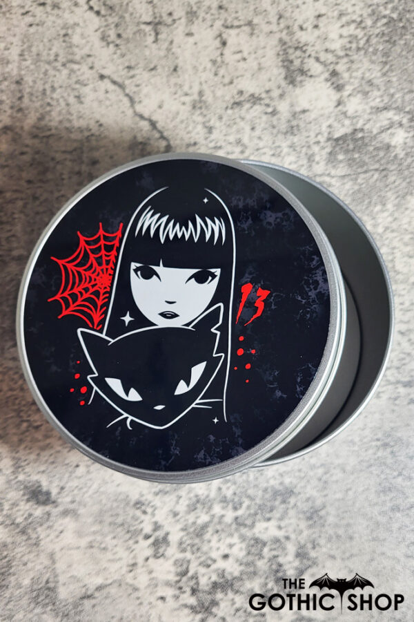 Stay Strange Goth Girl & Cat Gothic Print Keepsake Round Tin