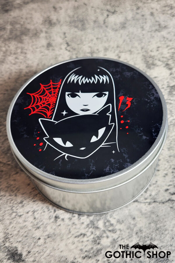Stay Strange Goth Girl & Cat Gothic Print Keepsake Round Tin