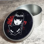 Stay Strange Goth Girl & Cat Gothic Print Keepsake Round Tin