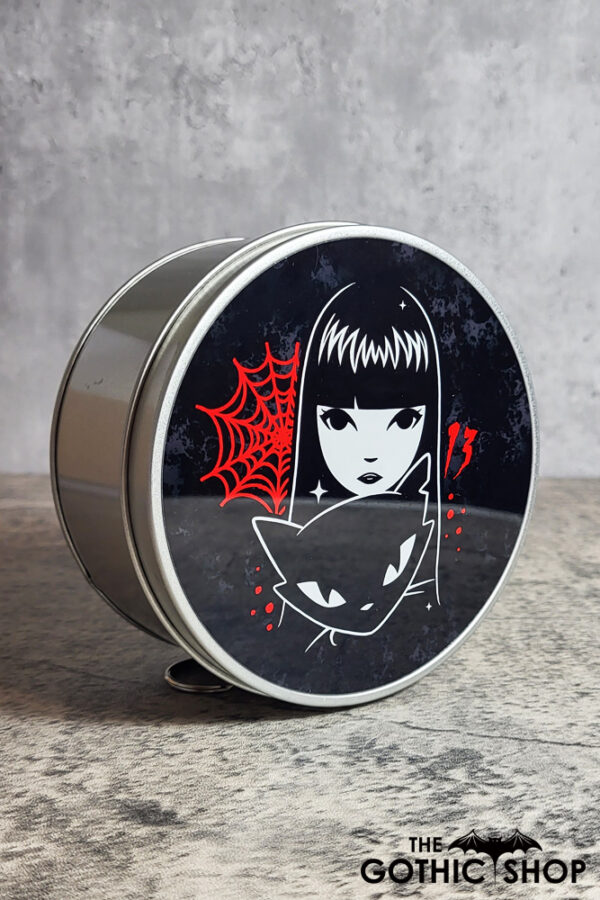 Stay Strange Goth Girl & Cat Gothic Print Keepsake Round Tin
