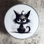 Black Cat Gothic Print Keepsake Round Tin