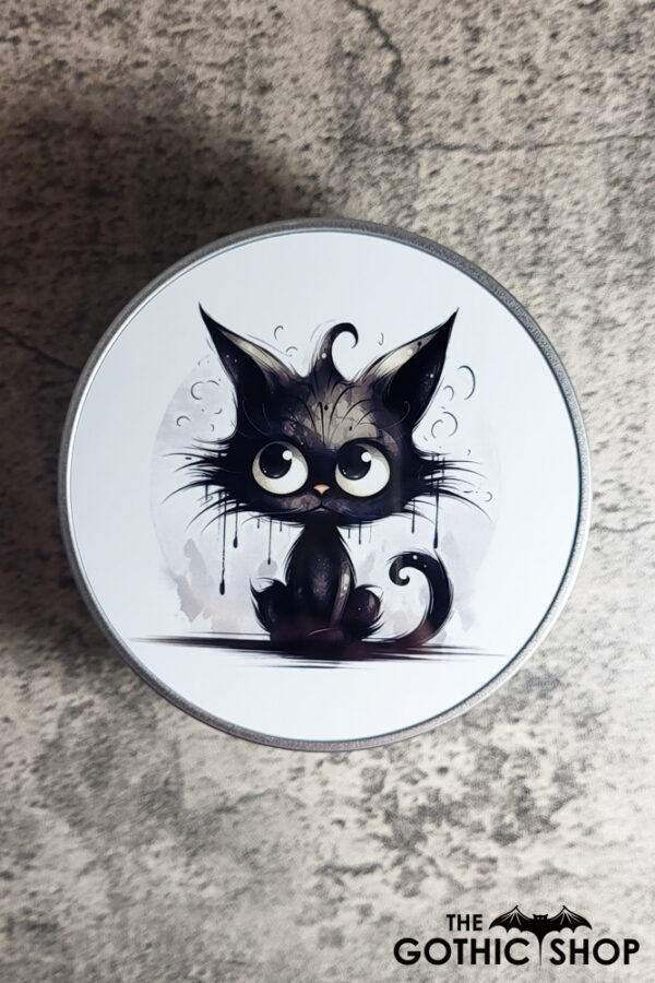 Black Cat Gothic Print Keepsake Round Tin