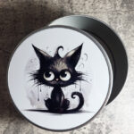 Black Cat Gothic Print Keepsake Round Tin