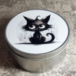 Black Cat Gothic Print Keepsake Round Tin