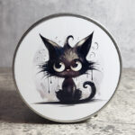 Black Cat Gothic Print Keepsake Round Tin