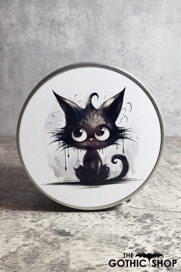 Black Cat Gothic Print Keepsake Round Tin