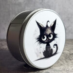 Black Cat Gothic Print Keepsake Round Tin