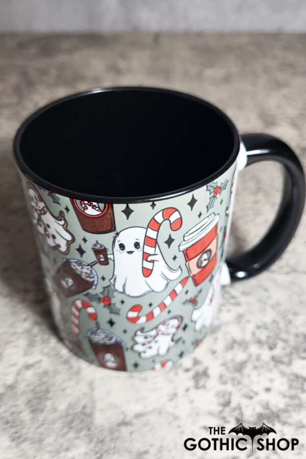 Ghostbucks Peppermint & Candy Canes Ghosties Gothic Christmas Mug