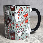 Ghostbucks Peppermint & Candy Canes Ghosties Gothic Christmas Mug