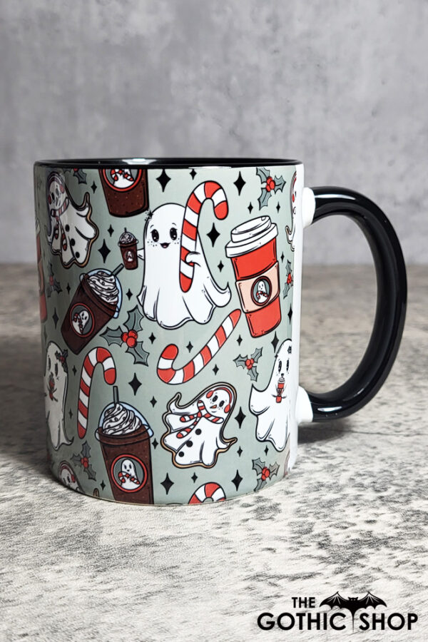 Ghostbucks Peppermint & Candy Canes Ghosties Gothic Christmas Mug