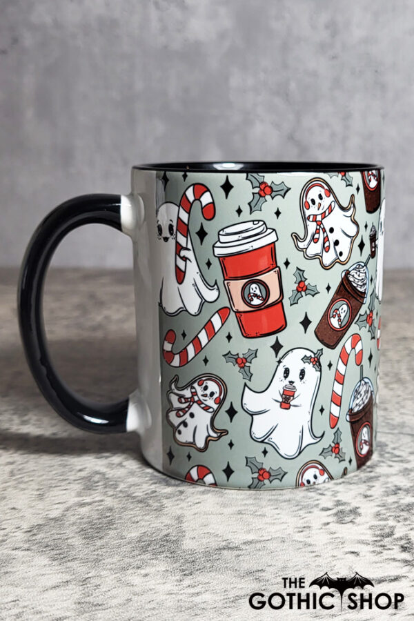 Ghostbucks Peppermint & Candy Canes Ghosties Gothic Christmas Mug