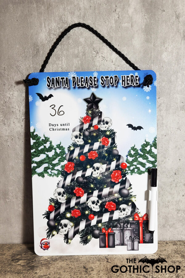 Santa Stop Here GothMas Whiteboard Metal Sign
